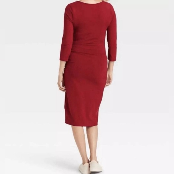 Isabel Maternity 3/4 Sleeve T-Shirt Maternity Dress Red NWT SIZE L - Picture 2 of 4